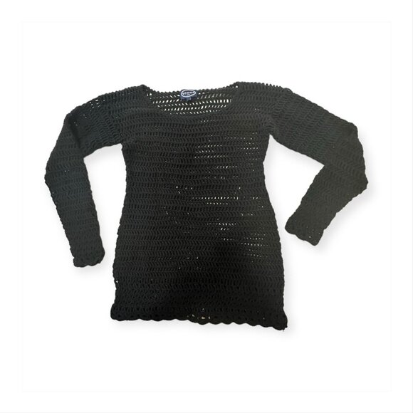 Scoop NYC Black Cotton Crochet Sweater, size S - Picture 4 of 11